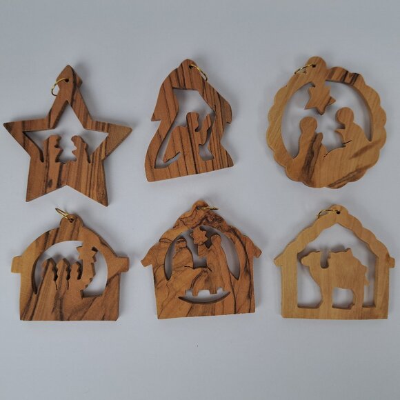 Olive Wood Holy Land Ornaments Handcrafted Lot of 12 - Picture 4 of 16